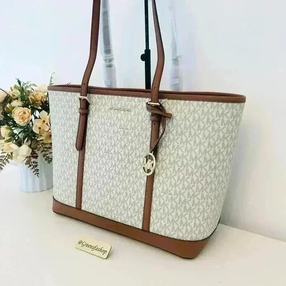 Michael Kors Purse & wallet Jet Set Travel Large Tote Shoulder Bag Vanilla - Picture 3 of 12